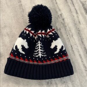 Old Navy Kids Pom Beanie sz Large in Navy Fair Isle Bear